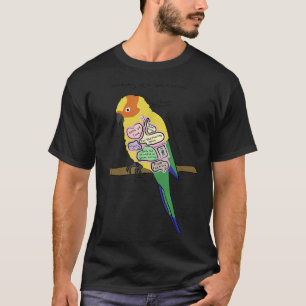 Sun Conure Funny Parrot   Anatomy of a Sun Conure  T-Shirt