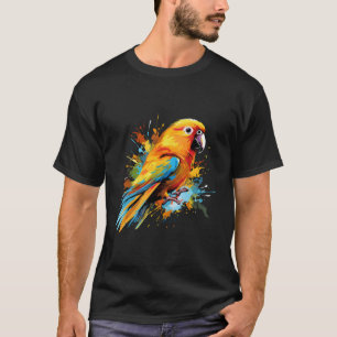 Sun Conure Parrot Lover Colourful Splash Art T-Shirt