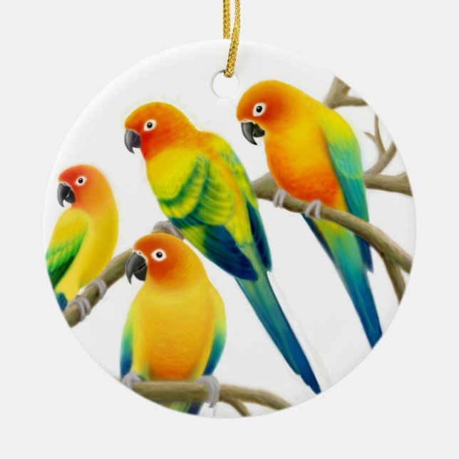 Sun Conure Parrots Ornament (Front)