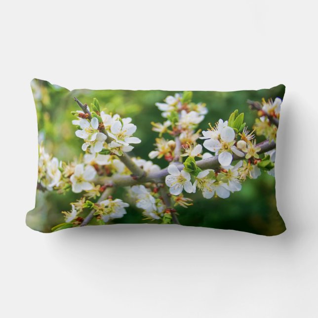 Sun-Dappled Spring Hawthorn Lumbar Cushion (Front)