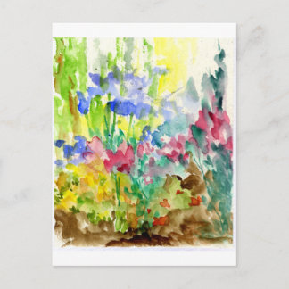 Sun Dappled Watercolor Flower Garden Postcard