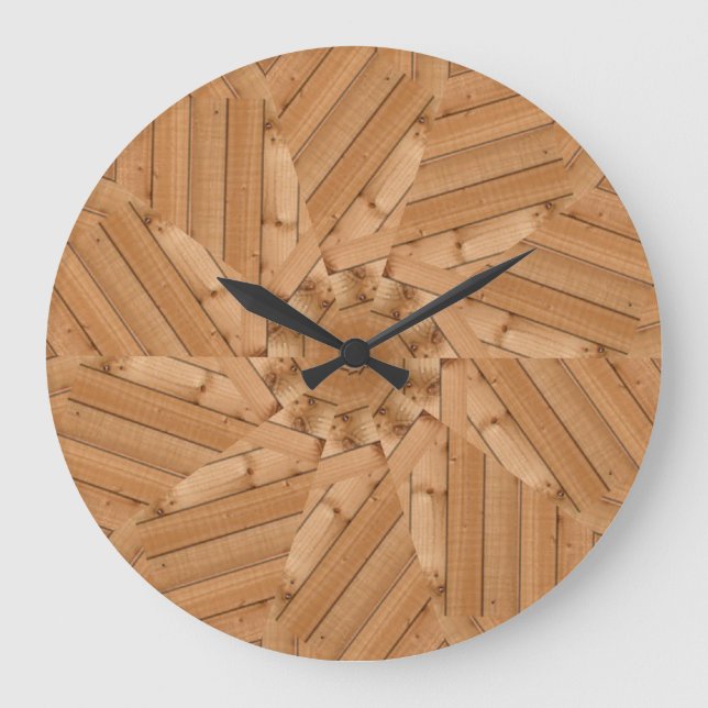 Sun Deck - Light Wooden Starburst Large Clock (Front)