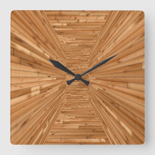 Sun Deck - Wooden Boxed In Illusion Square Wall Clock (Front)