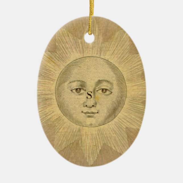 Sun Detail from Antique Bowles Map, circa 1780 Ceramic Ornament (Front)