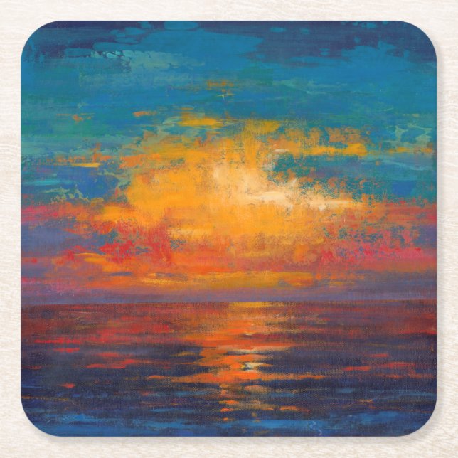 Sun Down II Square Paper Coaster (Front)