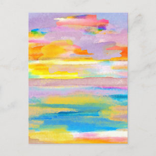 Sun Drama 2 Ocean Sea Lovers Colourful Art Postcard