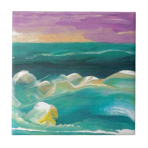 Sun Drama in the Ocean Waves Seascape Ceramic Tile