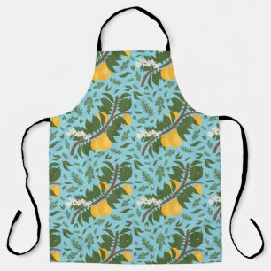 Sun-Drenched Lemons Sky Blue   Kitchen Apron