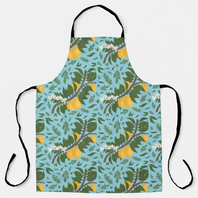 Sun-Drenched Lemons Sky Blue | Kitchen Apron (Front)