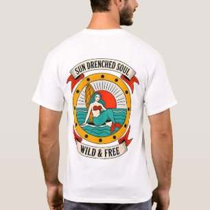 Sun Drenched Soul Mermaid Wild & Free Ocean Art T-Shirt