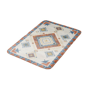 Sun-Drenched Terracotta and Blue Desert Kilim Bath Mat