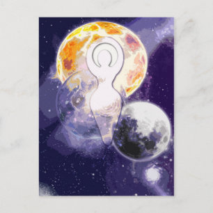 Sun Earth and Moon Goddess Postcard