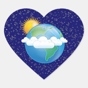 Sun & Earth - Heart Sticker