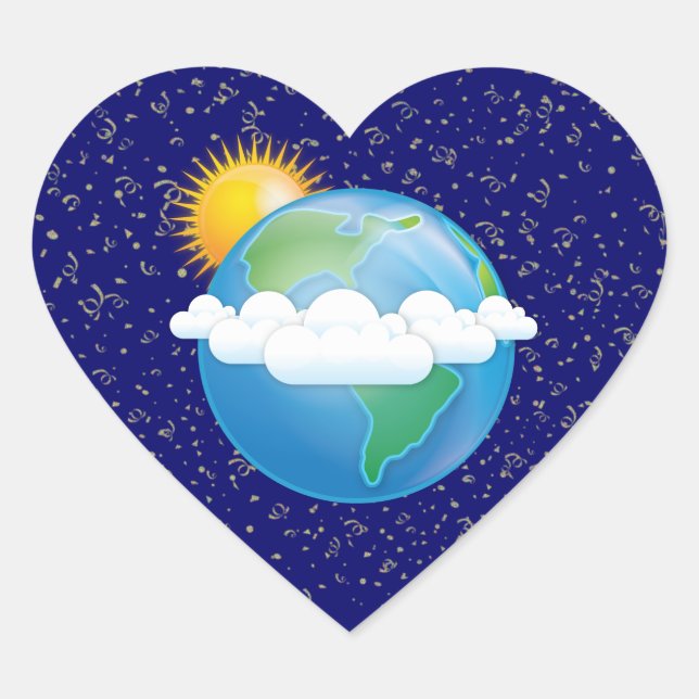 Sun & Earth - Heart Sticker (Front)