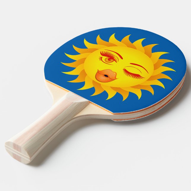 Sun emoji ping pong paddle (Front Angle)