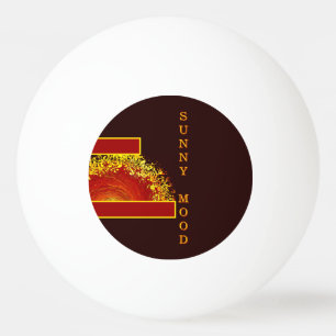 Sun explosion yellow orange brown abstract custom ping pong ball