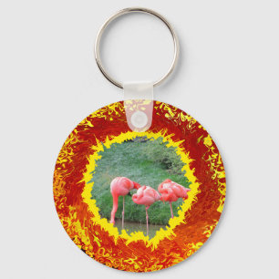Sun explosion yellow orange photo and monogram key ring