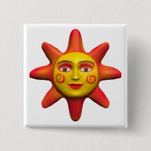 Sun face 15 cm square badge