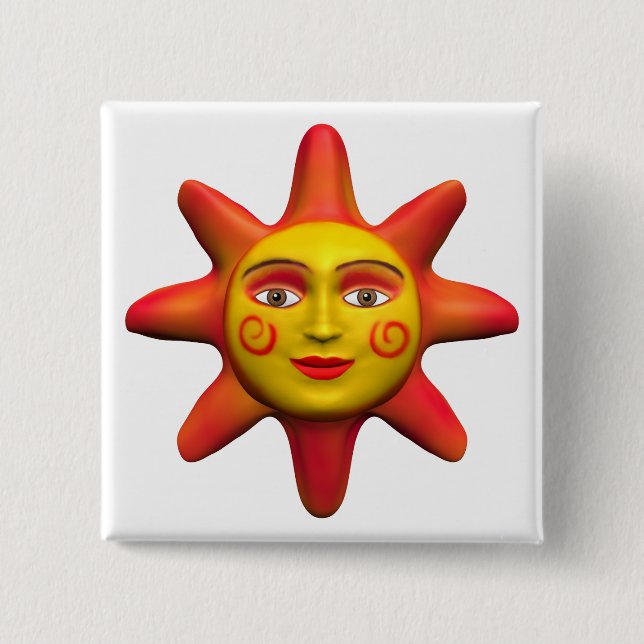 Sun face 15 cm square badge (Front)