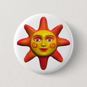 Sun face 6 cm round badge