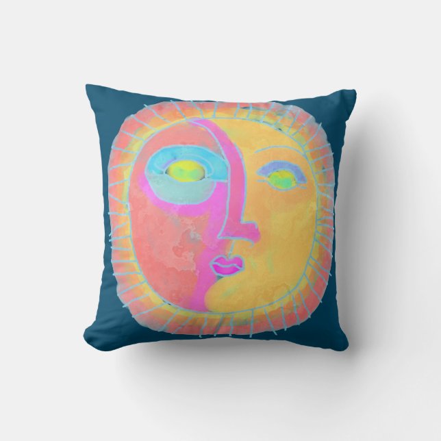 Sun Face Abstract Art Decorative Cushion (Front)