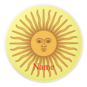 Sun face Art Illustration Thunder_Cove Ceramic Knob