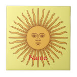 Sun face Art Illustration Thunder_Cove Ceramic Tile<br><div class="desc">Sun face Art Illustration to personalise by changing to your name on  any background colour</div>
