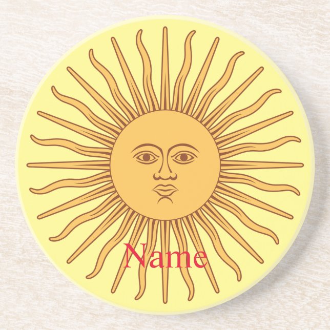 Sun face Art Illustration Thunder_Cove  Coaster (Front)
