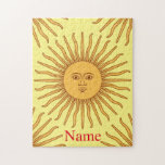 Sun face Art Illustration Thunder_Cove Jigsaw Puzzle<br><div class="desc">Sun face Art Illustration to personalise by changing to your name on  any background colour</div>