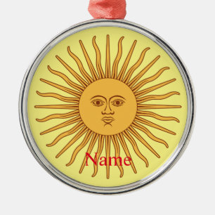 Sun face Art Illustration Thunder_Cove Metal Ornament