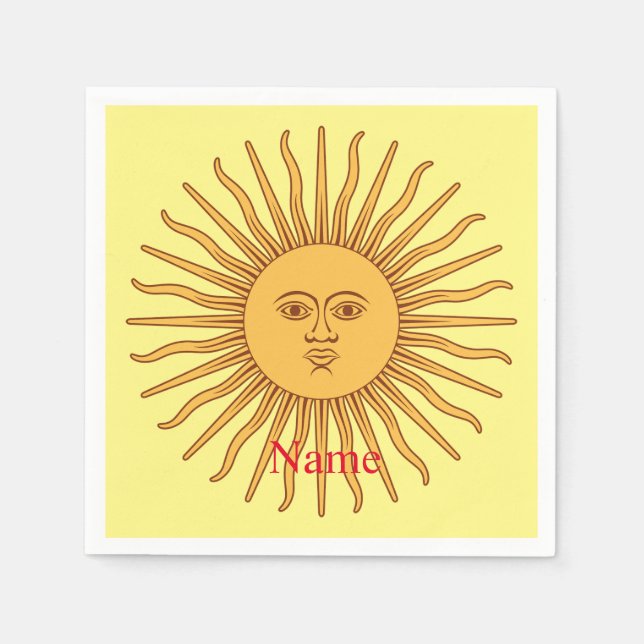 Sun face Art Illustration Thunder_Cove Napkin (Front)