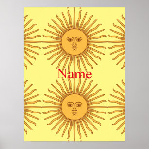 Sun face Art Illustration Thunder_Cove Poster