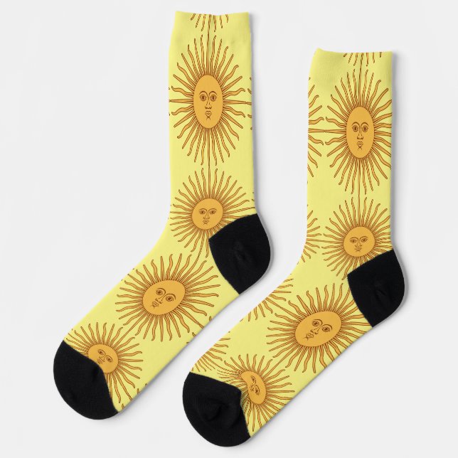 Sun face Art Illustration Thunder_Cove  Socks (Left)