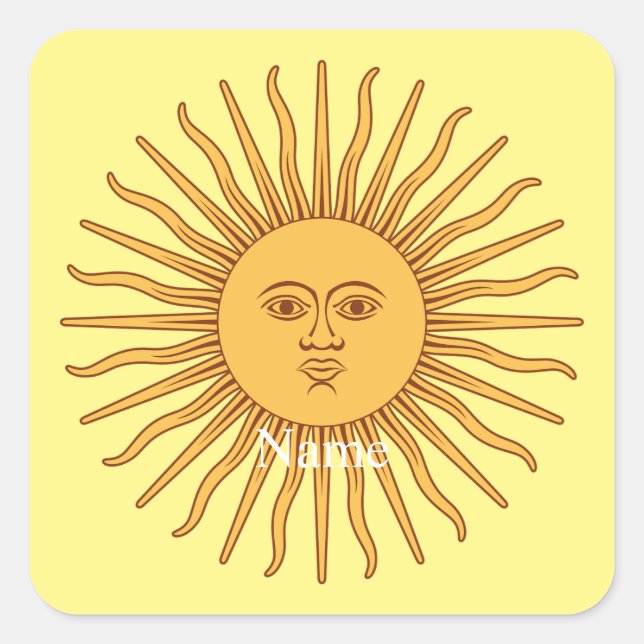 Sun face Art Illustration Thunder_Cove  Square Sticker (Front)