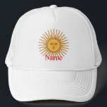Sun face Art Illustration Thunder_Cove  Trucker Hat<br><div class="desc">Sun face Art Illustration to personalise by changing to your name on  any background colour</div>