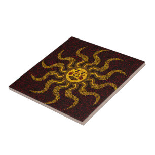 Sun Face Ceramic Tile