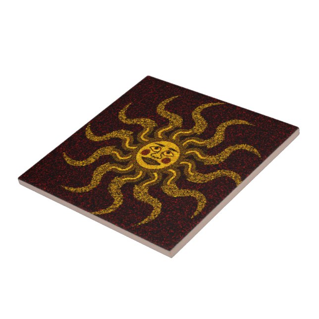 Sun Face Ceramic Tile (Side)