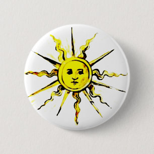 sun face - lost book of nostradamus 6 cm round badge