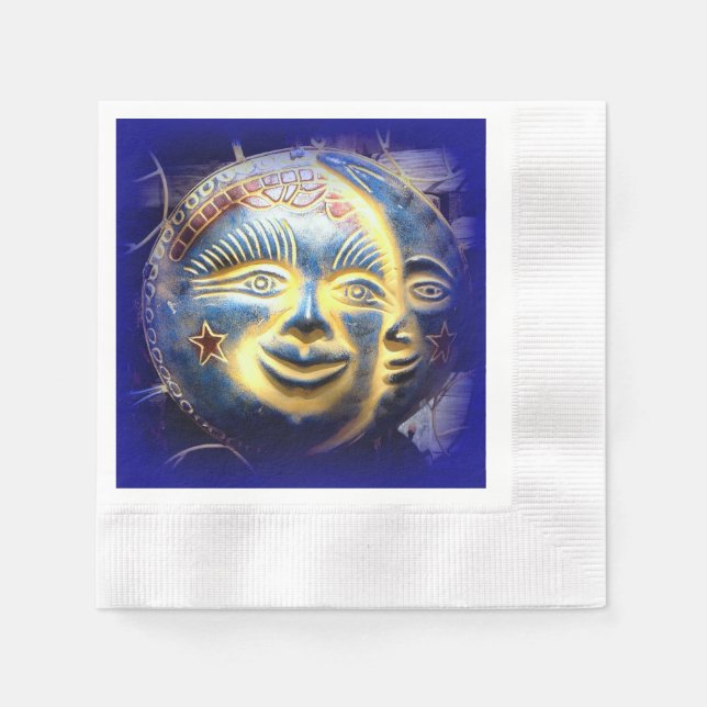 sun face/ moon face paper napkins (Front)