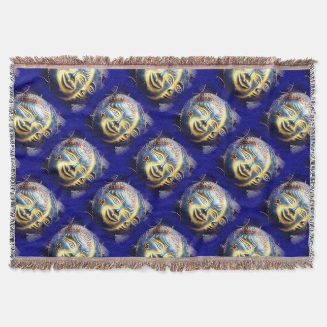 sun face/ moon face throw blanket (Front)