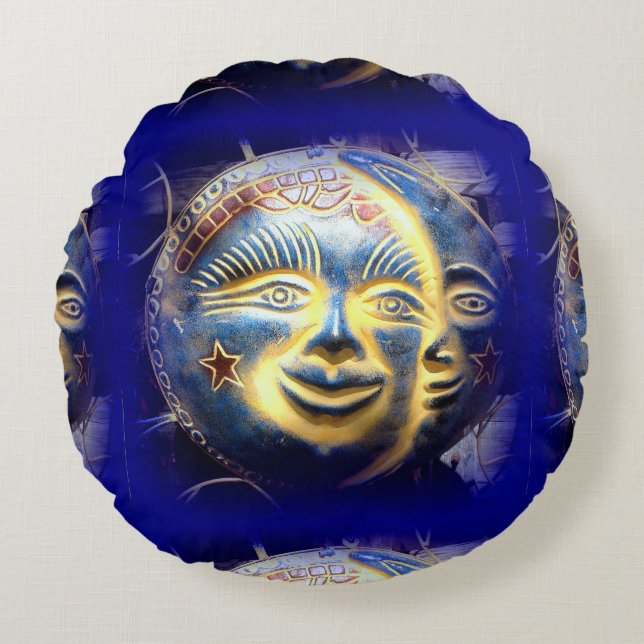sun face/ moon face throw pillow (Front)