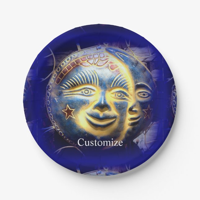 Sun face/ moon face Thunder_Cove Paper Plate (Front)
