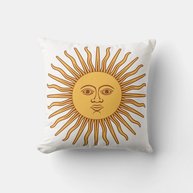 Sun Face on White American MoJo Pillow (Front)