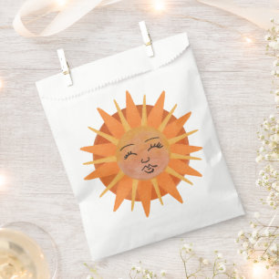 Sun Face Orange Watercolor Illustration Favour Bag