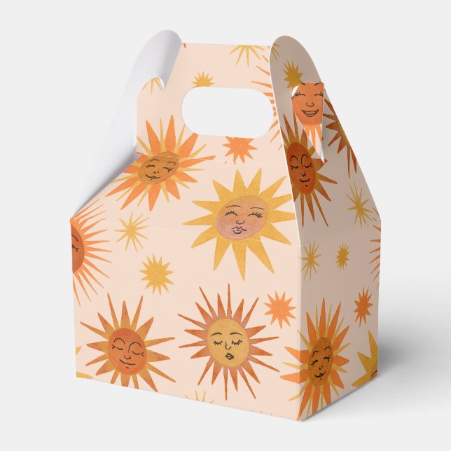 Sun Face Orange Watercolor Illustration Favour Box (Front Side)