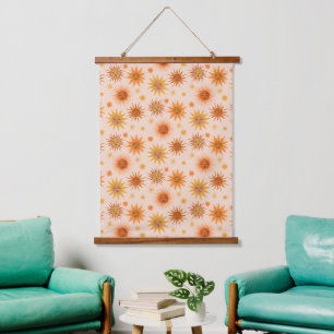 Sun Face Orange Watercolor Illustration Hanging Tapestry