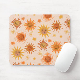 Sun Face Orange Watercolor Illustration Mouse Pad