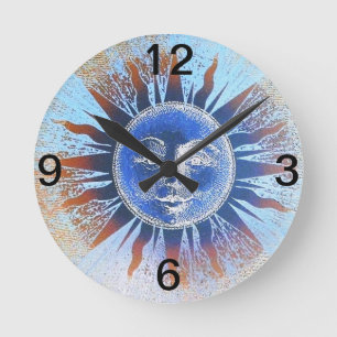 Sun Face Round Clock