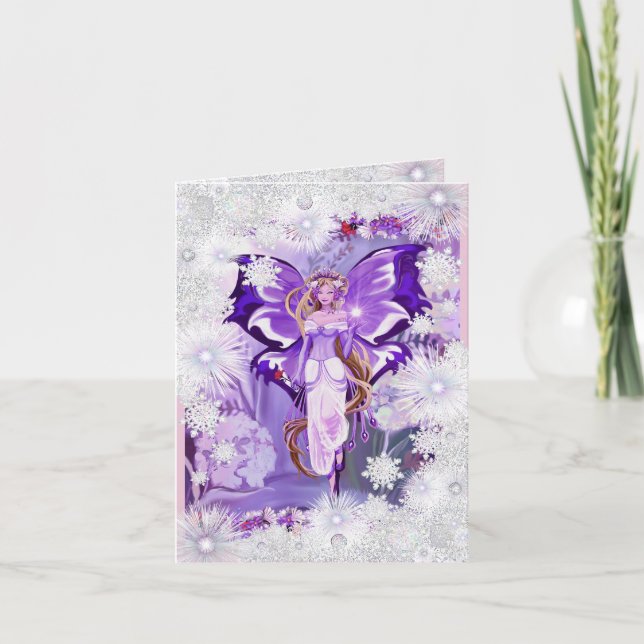 Sun Fairy & snowflake Holiday Card (Front)