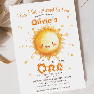  Sun First Birthday Party Rustic Kids  Invitation